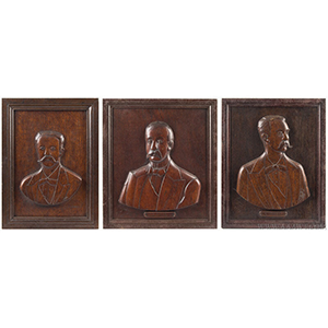 Carved Oak Portrait Plaques, Lot of Three, By Beguin Inventory Thumbnail