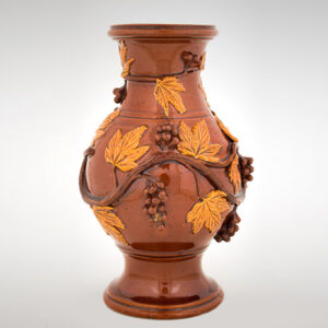 Redware Jug, Vase, Applied Molded Vine, Leaf and Berries Decoration Inventory Thumbnail