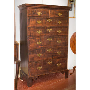 Rhode Island Tall Chest, Tiger Maple Drawer Fronts, Original Brasses, 7-Drawer Inventory Thumbnail