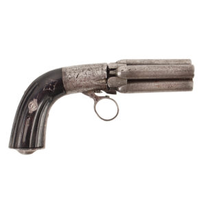 Deluxe French Style Mariette Brevete Pepperbox Pistol, Fluted Ebony Grips Inventory Thumbnail