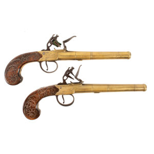 Pair of Antique Flintlock Box-Lock Pistols, William Grice, London, 18th Century Inventory Thumbnail