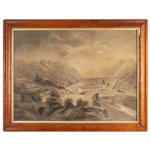 Antique Drawing, High Angle View of the Hudson River from West Point Academy Inventory Thumbnail