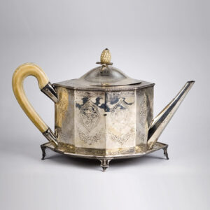 Octagonal George III Silver Teapot and Footed Undertray Inventory Thumbnail
