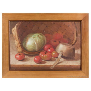 Still Life Painting, Basket of Cabbage and Tomatoes Inventory Thumbnail