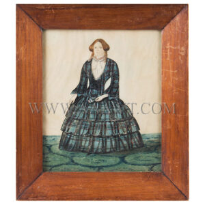 Folk Portrait, Watercolor, Woman in Plaid Dress, Full Length
Anonymous. 19th Century. Inventory Thumbnail