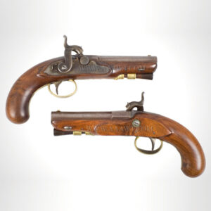 Pocket Pistols, Pair of Converted Percussion Sidelocks, Full Stocks, By H.W. Mortimer and Son, London Gunmakers to His Majesty Inventory Thumbnail