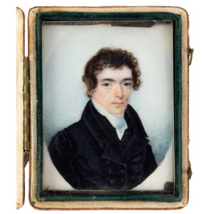 Fine Miniature Portrait, American School, Gentleman.
Anonymous, 1821, AE 23 (Verso dated) Inventory Thumbnail