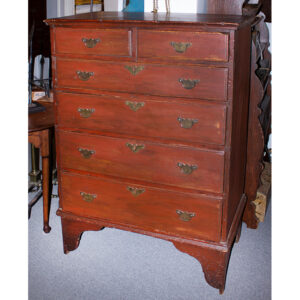 Antique Queen Anne Chest of Drawers in Old Red Paint Inventory Thumbnail