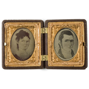 Rare Pair of Miniature Folk Portraits of a Young Attractive Couple. American, Circa 1820 Inventory Thumbnail