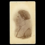 205-28_CDV of Miniature Folk Portrait-Solemn Young Woman-Watercolor on Paper