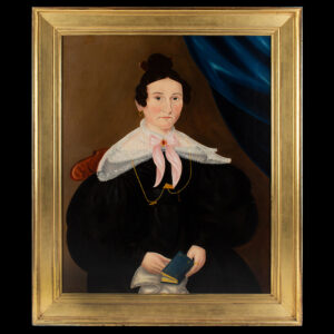 I. Bradley, Portrait of a Lady Wearing Puffy Sleeves Holding Blue Book Signed dated and inscribed (at lower left), I Bradley / Fecit 1837 Inventory Thumbnail