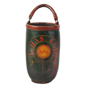 American Paint Decorated Leather Fire Bucket, L. HASKELL / NO 1 Inventory Thumbnail