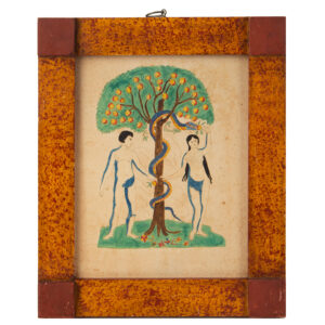 Allegorical Watercolor, Adam and Eve in Garden of Eden Inventory Thumbnail