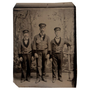 Photography, Tintype, Three Veteran Firemen’s Association Members in Uniform Inventory Thumbnail