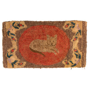 Hooked Rug, Cat Reclining on Oval Matt Inventory Thumbnail