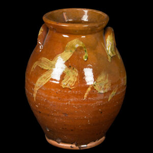 Redware Jar, Lug Handles, Broadly Brushed Slip Decoration Inventory Thumbnail