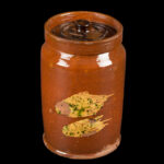 Redware,-Jar,-Yellow-Fish,-Lidded_view-1_1029-66