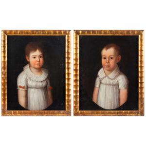 Pair of Folk Portraits, Siblings, Brother, and Sister Inventory Thumbnail