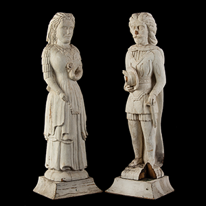 Folk Art carvings, Buffalo Bill and His Wife Louisa Inventory Thumbnail