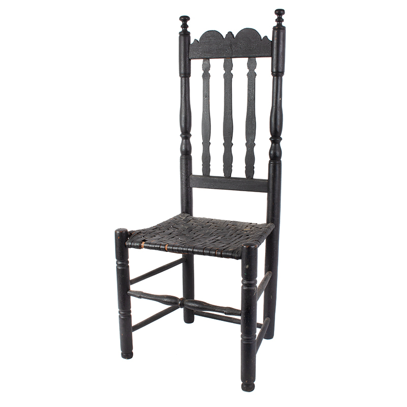 Banister Back Side Chair, Old Black Paint, Full Height Inventory Thumbnail