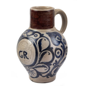 Westerwald Stoneware Jug, GR Royal Monogram, Tall and Very Bulbous Inventory Thumbnail