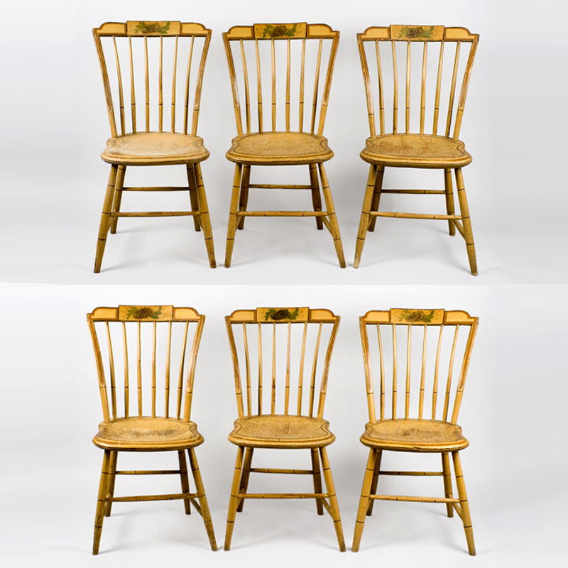 19th Century, Matched Set, Windsor Dining Chairs, Painted New England, circa 1810-1820 Inventory Thumbnail