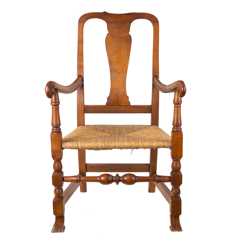 Queen Anne Armchair, Turned and Carved Inventory Thumbnail