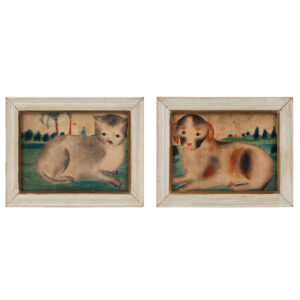 Pair, Watercolor Theorem Paintings on Paper, Cat, and Dog Inventory Thumbnail