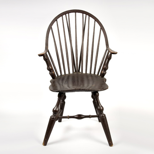 Antique Continuous-Arm Brace-Back Windsor Chair, Bulbous Turnings Inventory Thumbnail