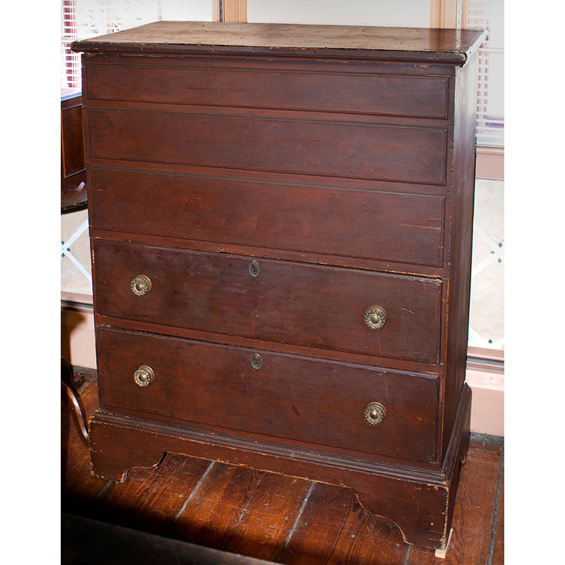 Tall Antique Blanket Chest, Lift Top, Three False over Two Working Drawers Inventory Thumbnail