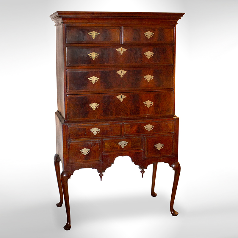 Queen Anne Highboy, Molded Cornice with Drawer, Diminutive Inventory Thumbnail