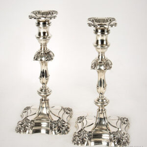 Edward VII Sterling Silver Shell Based Candlesticks in the Style of George II Inventory Thumbnail