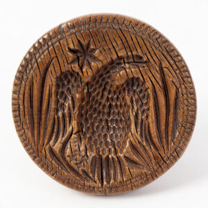 Butter Print, Round, Lathe Turned, Integral Handle, Peace Eagle Inventory Thumbnail