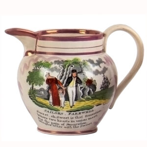 Sunderland Lusterware Pitcher, Pink Luster, Sailor’s Farewell Inventory Thumbnail