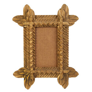 Tramp Art Frame, Triple Layered Frame, Crossed Feather Corners, Slanted Notching Inventory Thumbnail