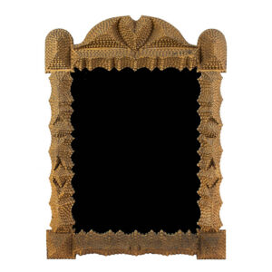 Tramp Art Picture Frame or Mirror, Surmounted with Heart, Fine Example Inventory Thumbnail