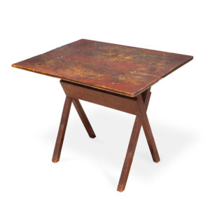 Sawbuck Table, Original Red Paint, Diminutive Inventory Thumbnail