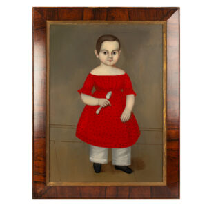 Folk Art Portrait, George Gassner, Child in Red Dress Holding Silver Spoon Inventory Thumbnail