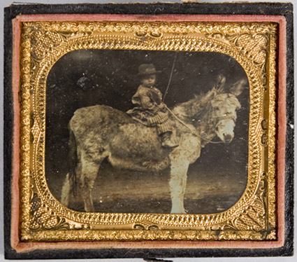Ninth-Plate Daguerreotype, Boy on a Donkey