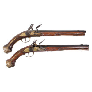Pair of Flintlock Holster Pistols, Outstanding Carving, Condition & Furniture Inventory Thumbnail