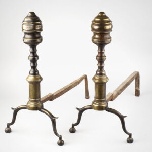 Brass and Iron Andirons with Matching Tools Inventory Thumbnail