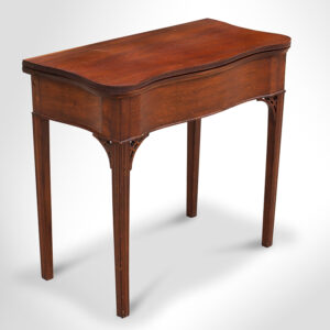 Table, Card Table, Serpentine Top, Fluted Edge, Molded Legs, Rhode Island Inventory Thumbnail