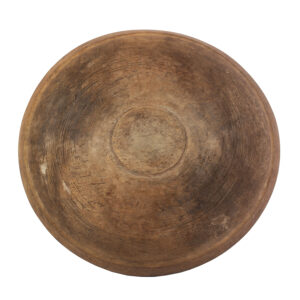 Large Turned Treen Bowl, Traces of Thinned Red Paint Inventory Thumbnail