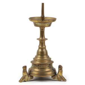 Gothic Pricket Candlestick, Crenellated Drip Pan, Lion-form Feet Inventory Thumbnail