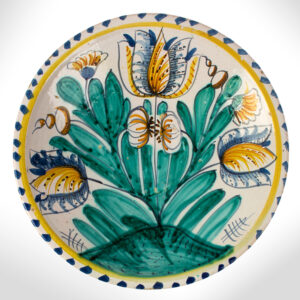 Delft Pottery, Charger, Blue Dash, Tulip Decoration Inventory Thumbnail