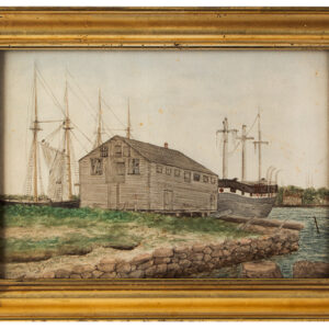 Frank Clinton Tobey, Watercolor, New Bedford Harbor, Ships Docked Inventory Thumbnail