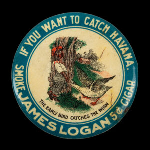 Vintage Advertising, James Logan Cigars, Round Celluloid Pocket Mirror Inventory Thumbnail