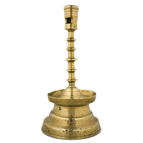 Copper Alloy Gothic Candlestick, Five Discoid Knop Form