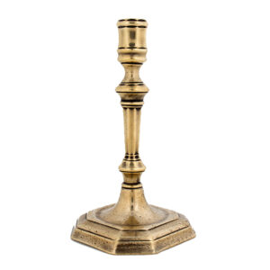 French Louis XIV Brass Candlestick, Baluster Form Stem, Domed Octagonal Base Inventory Thumbnail