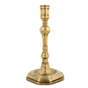 French Louis XIV Brass Candlestick, Baluster Form Stem, Domed Octagonal Base Inventory Thumbnail